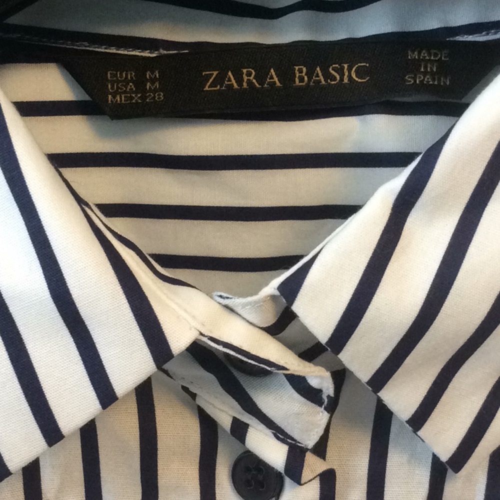 NWOT Zara Navy & White Striped Shirt!